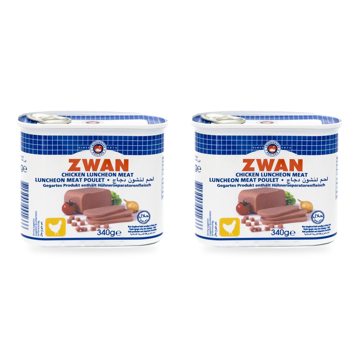 Luncheon meat au poulet Zwan 340 g – Lot de 2 boîtes