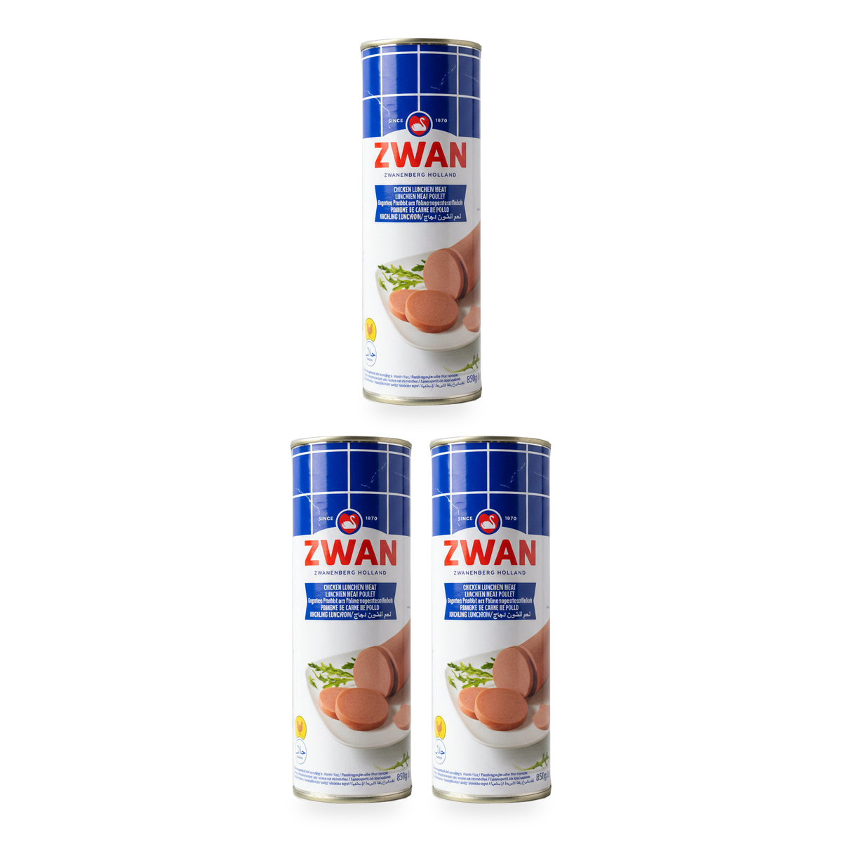 Luncheon de poulet halal Zwan 850 g - lot de 3 boîtes