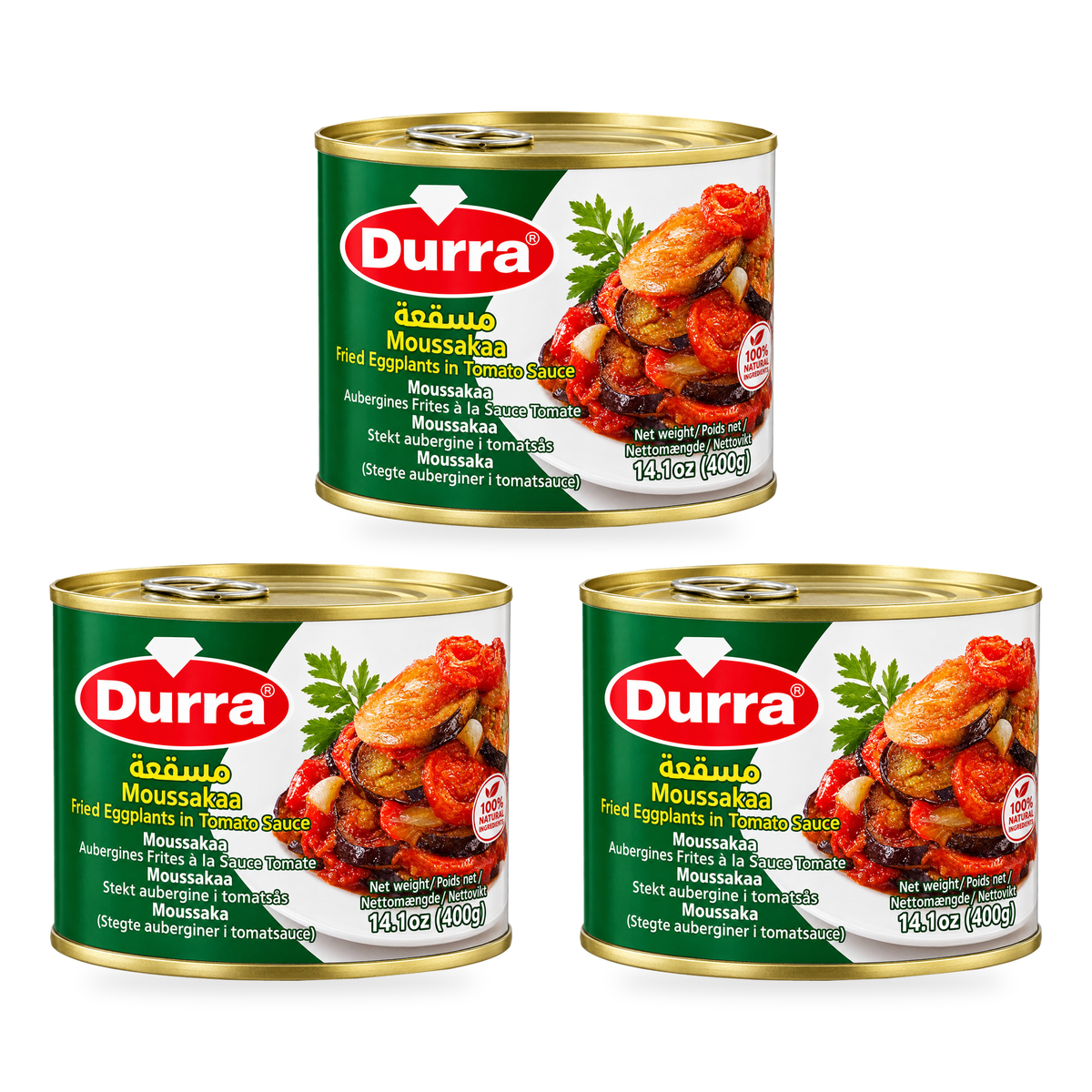 Moussaka d’aubergines Durra 400 g – Lot de 3 boîtes