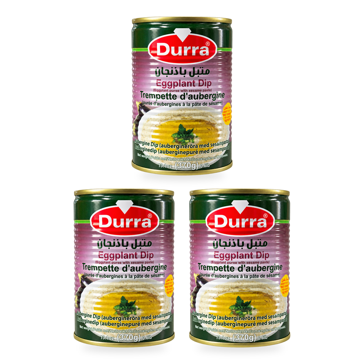 Mutabbal aux aubergines et au sésame Durra 370 g – lot de 3 boîtes