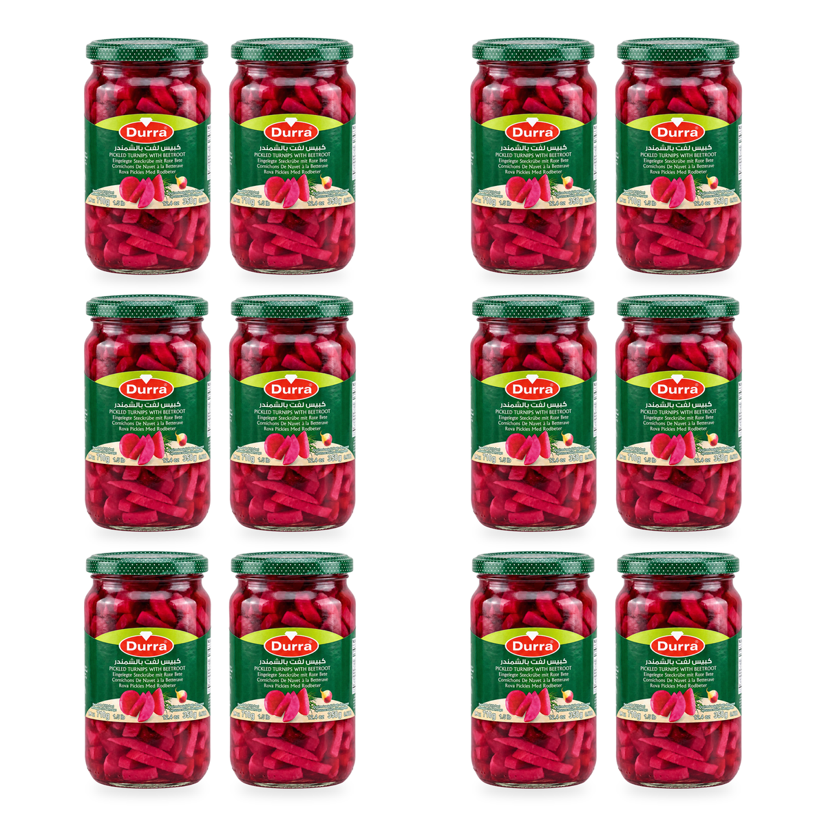 Navets au vinaigre et betterave Durra710 g – Lot de 12 bocaux