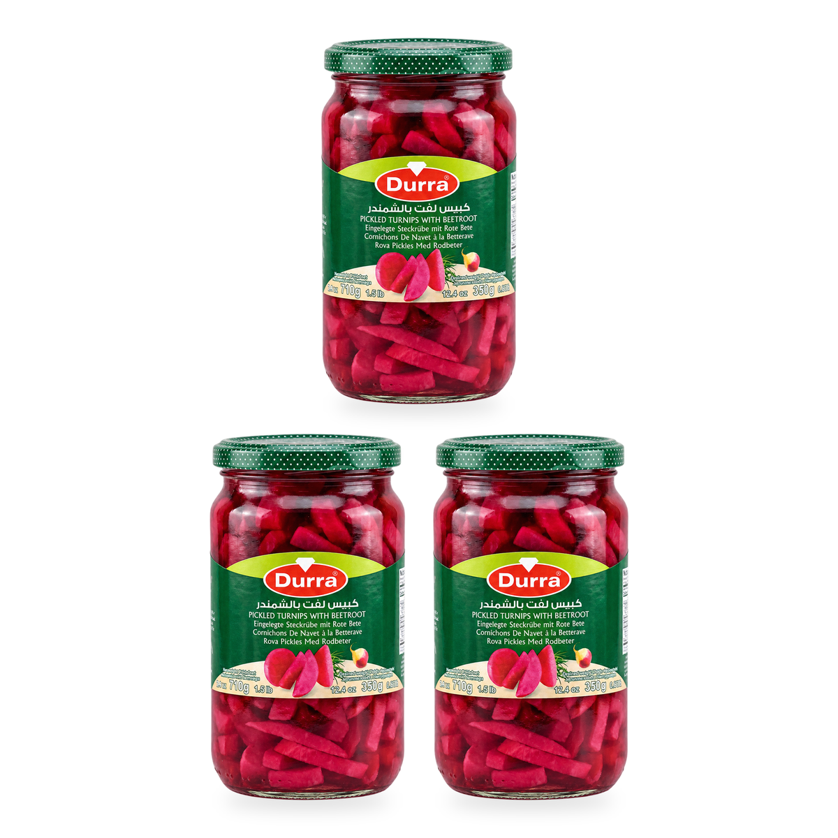 Navets au vinaigre et betterave Durra710 g – Lot de 3 bocaux
