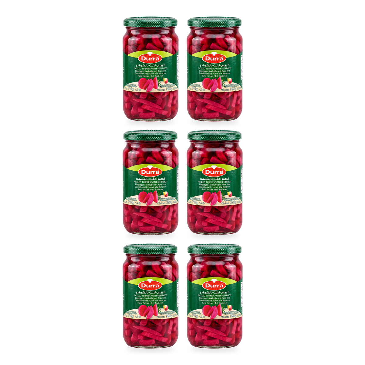 Navets au vinaigre et betterave Durra710 g – Lot de 6 bocaux