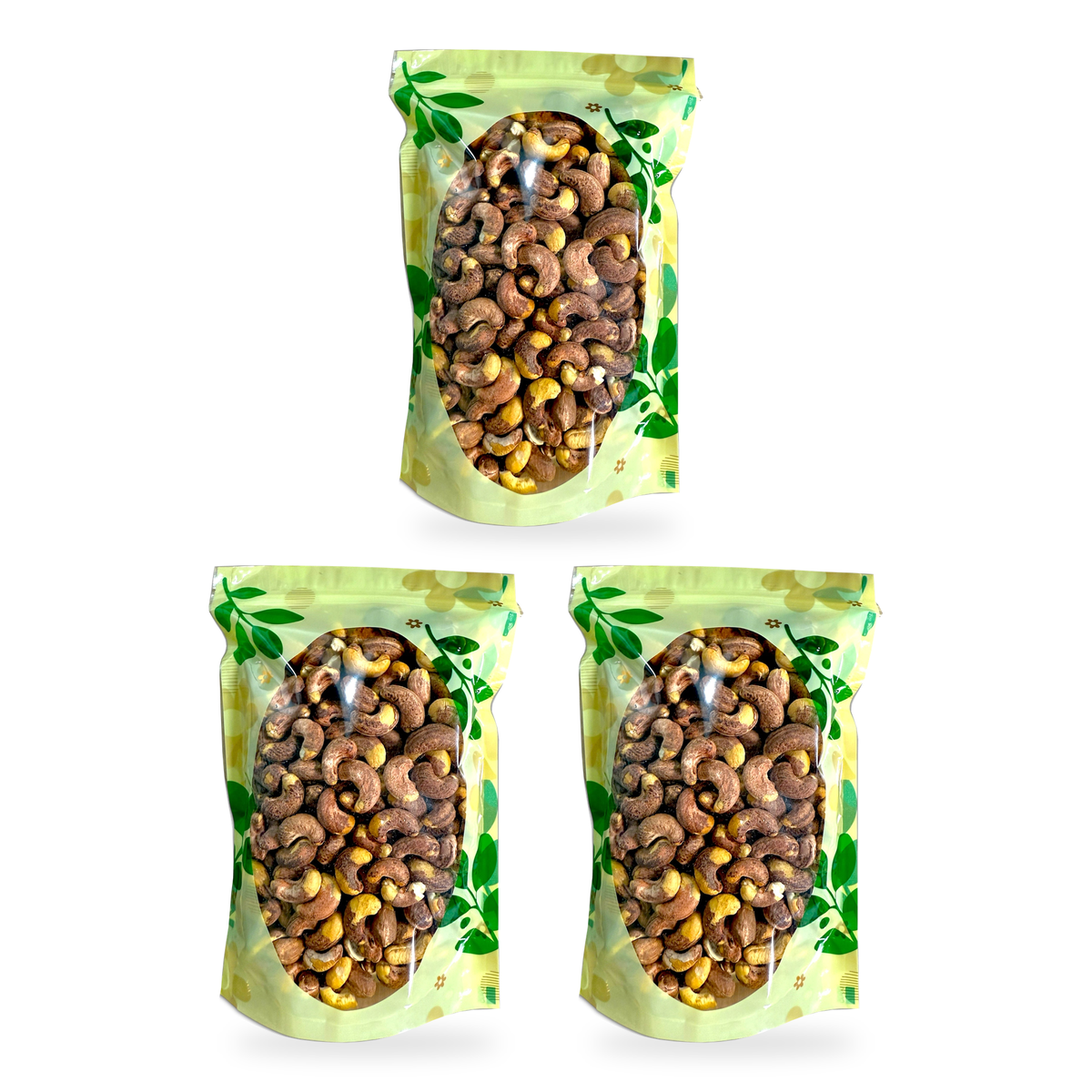Noix de cajou grillées avec la peau, peu salées, 1 kg - lot de 3 sachets