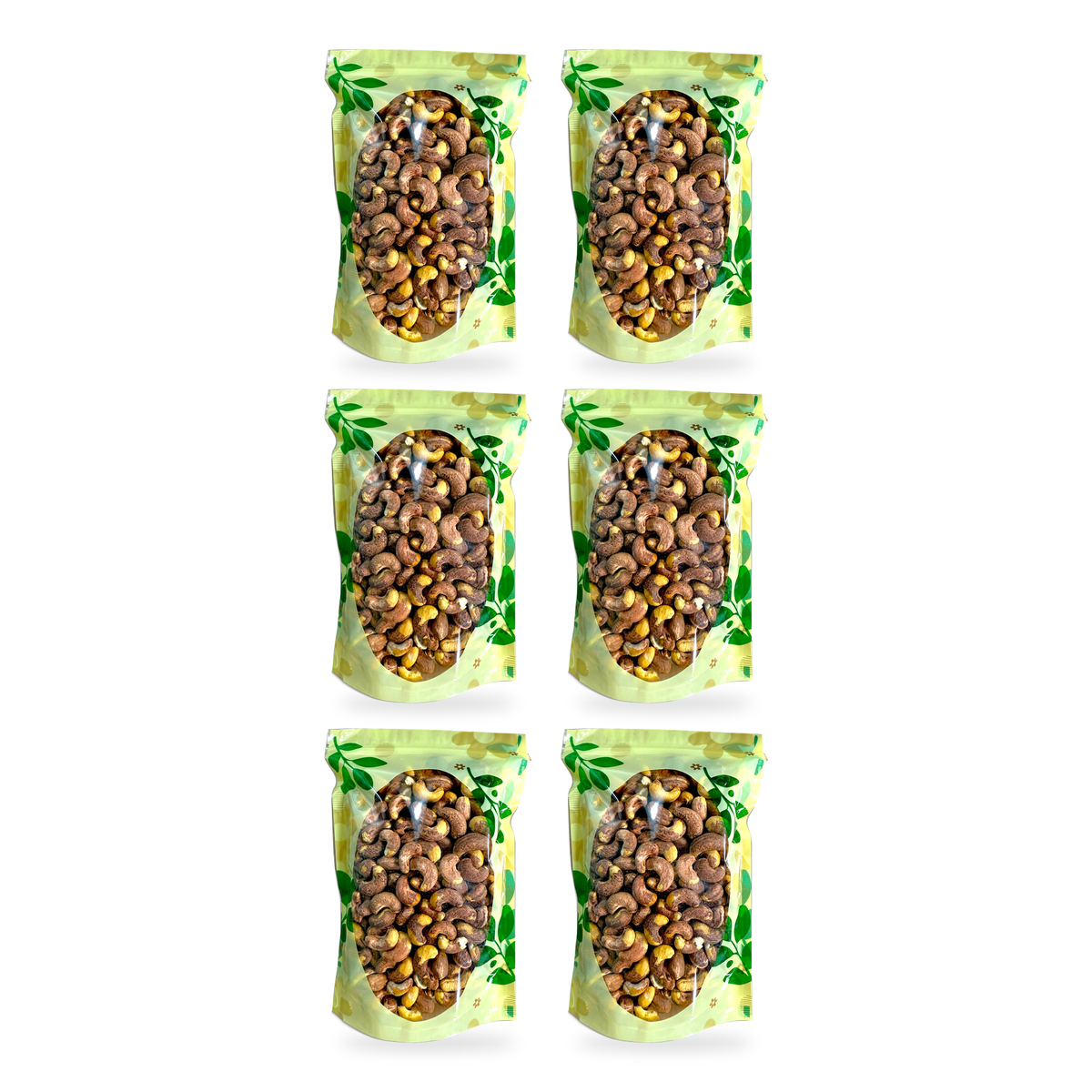 Noix de cajou grillées avec la peau, peu salées, 1 kg - lot de 6 sachets