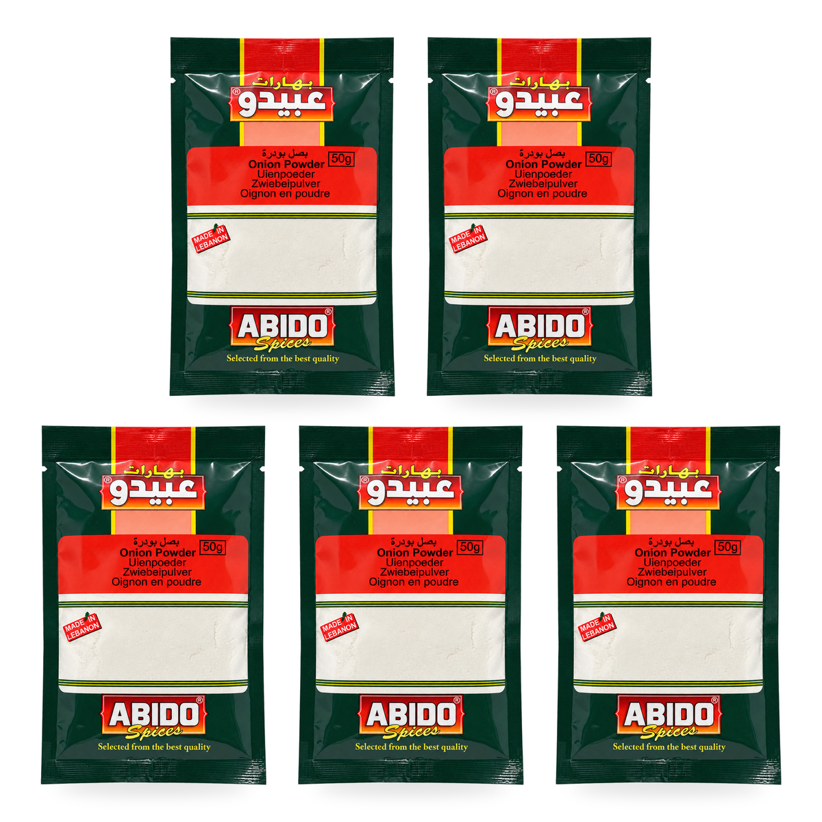 Oignon en poudre Abido Spices 50 g – lot de 5 sachets