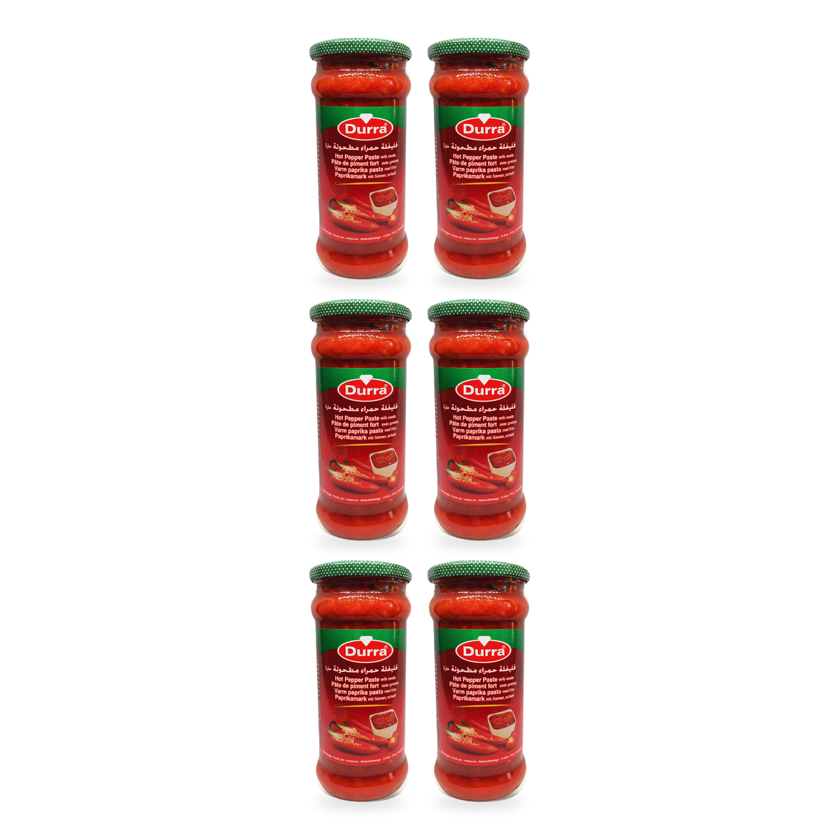 Pâte de piment fort avec graines Durra 370 g - lot de 6 pots