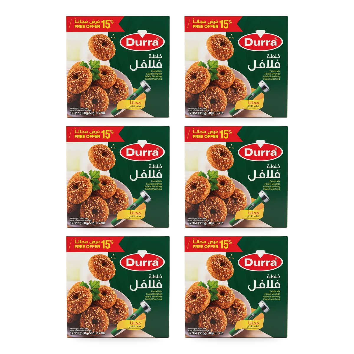 Préparation pour falafels Durra 400 g (350 g + 50 g) – lot de 6 boîtes
