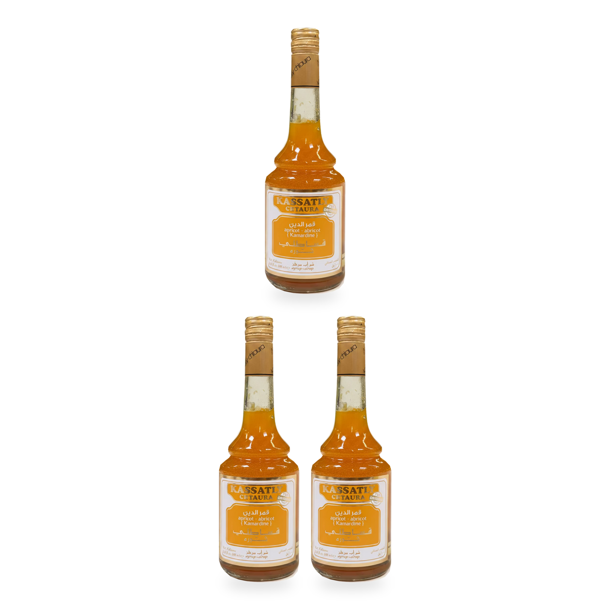 Sirop de Kamardine à l’abricot Kassatly Chtaura 600 ml – Lot de 3 bouteilles
