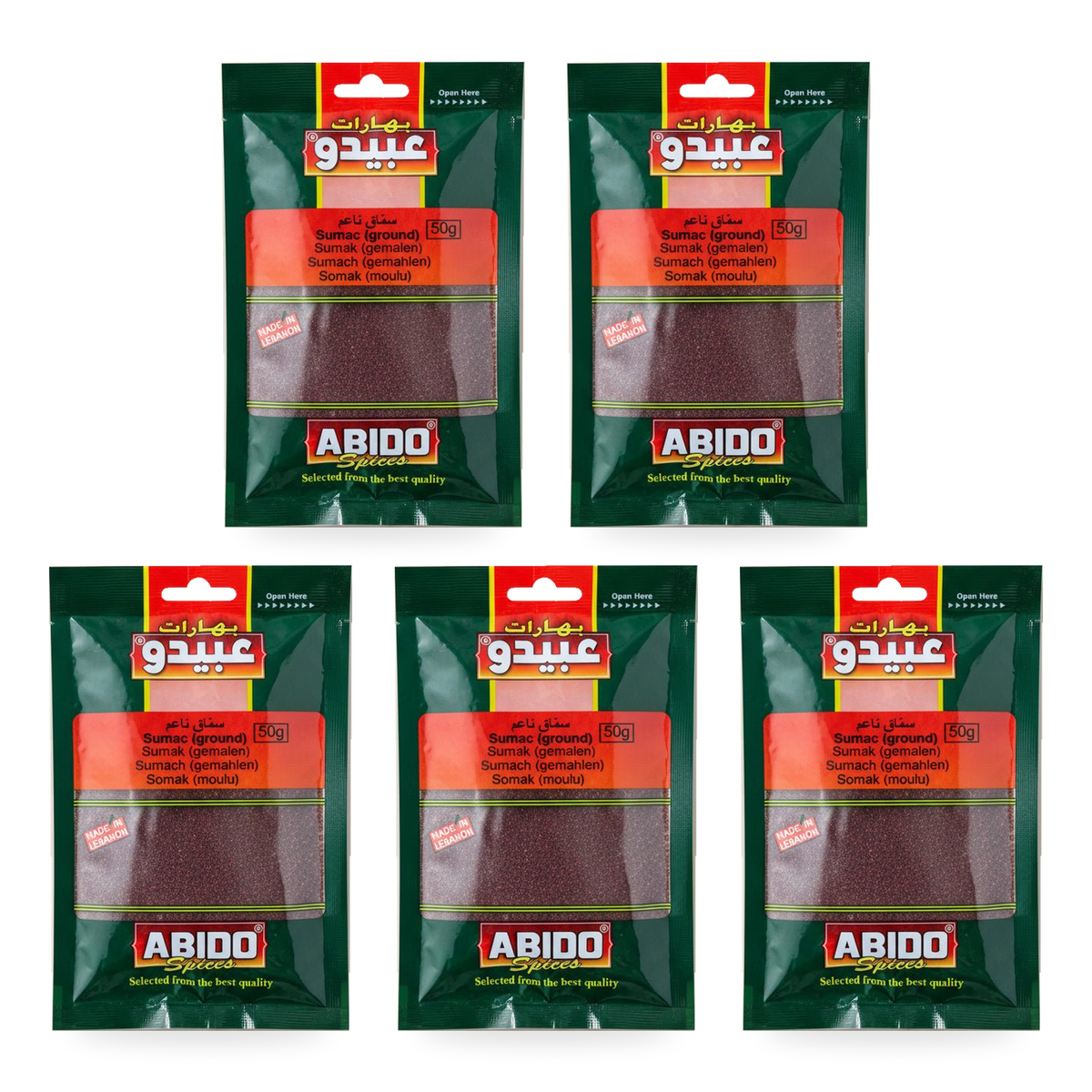 Sumac moulu fin Abido 50 g – Lot de 5 sachets