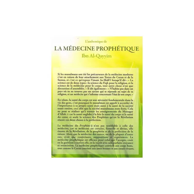 L'authentique de la médecine prophétique, d'Ibn Al - Qayyim (2ème édition) - KokechliÉditions Tawbah