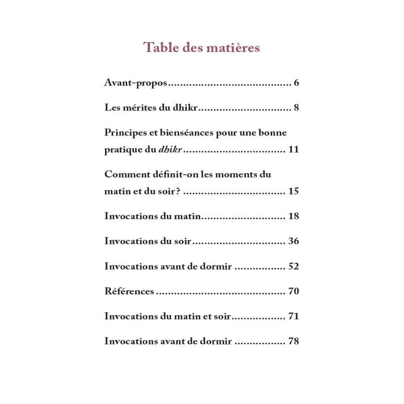 Le Dhikr du Matin et du Soir tiré du Coran et de la Sunna - Kokechli Al Hadîth