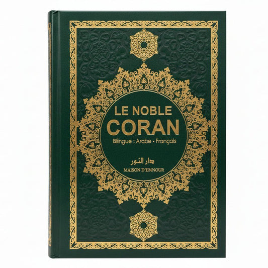 Le Noble Coran Bilingue 20 x 14 cm Arabe - Français | Couverture verte - KokechliMa boutique