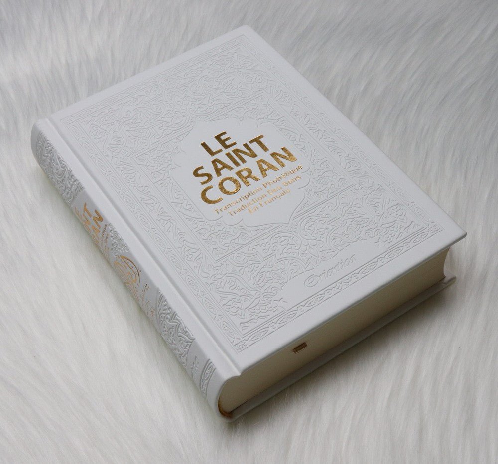 Le Saint Coran - Arabe + Transcription phonétique + Traduction française – Édition de luxe Blanc Doré (14 x 20 cm) - Kokechli Orientica