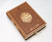 Le Saint Coran couverture daim - Marron doré - 14×20 cm