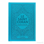 Le Saint Coran couverture daim - Bleu-turquoise - 14×20 cm