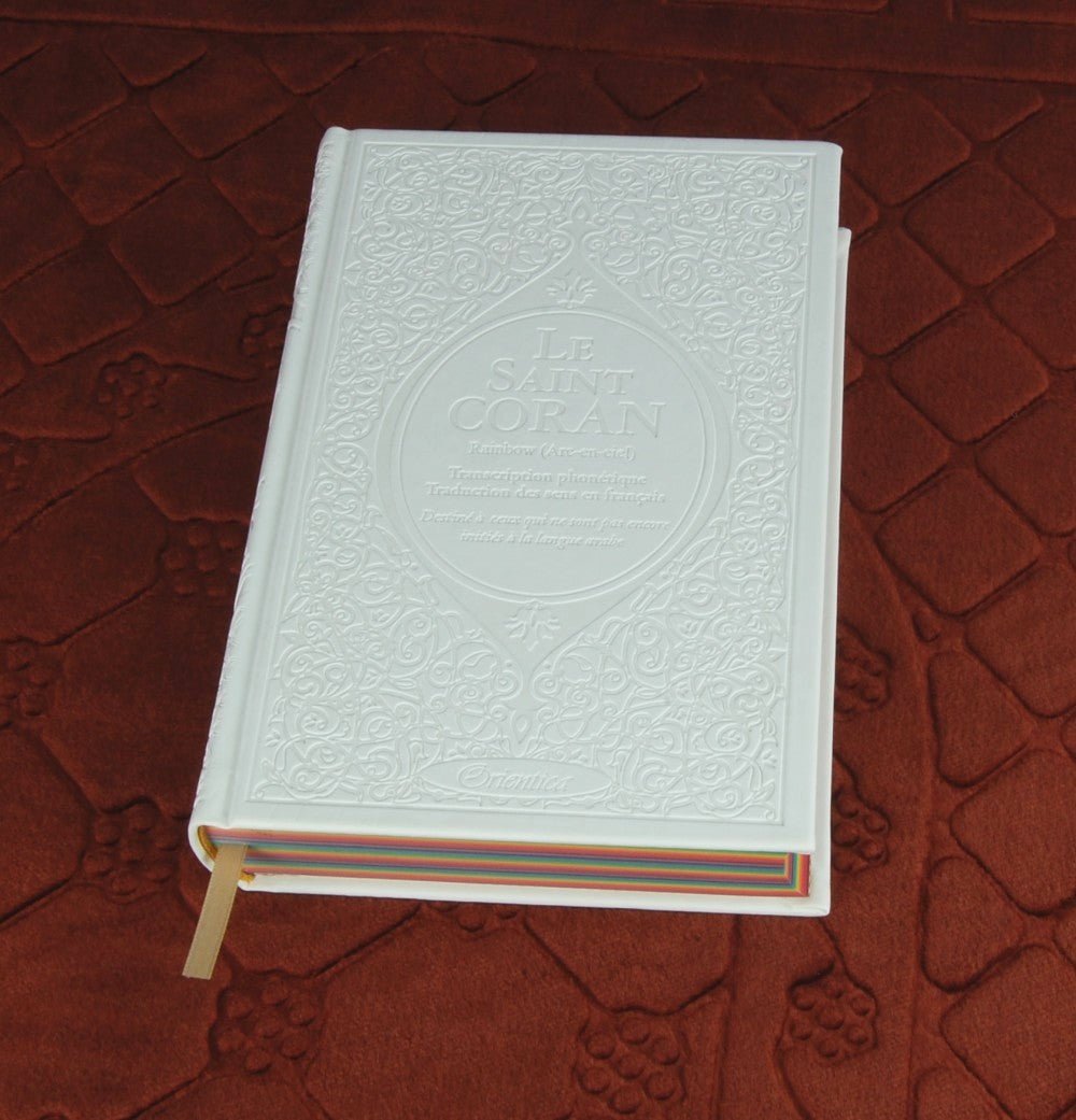 Le Saint Coran Rainbow (Arc - en - ciel) – Français / Arabe avec transcription phonétique – couverture cuir 15 * 22 cm - Kokechli Orientica
