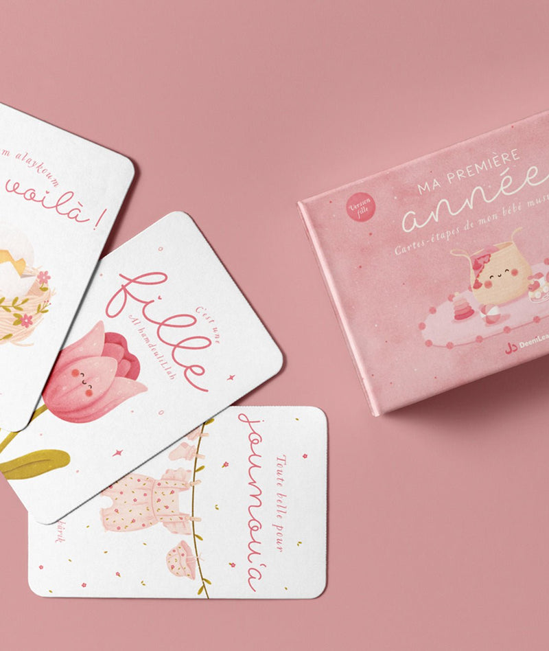 Ma première année - Cartes - étapes de mon bébé musulman (version fille) | DeeniLearn - Kokechli DeeniLearn
