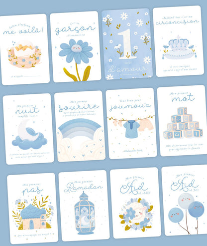 Ma première année - Cartes - étapes de mon bébé musulman (version garçon) | DeeniLearn - Kokechli DeeniLearn