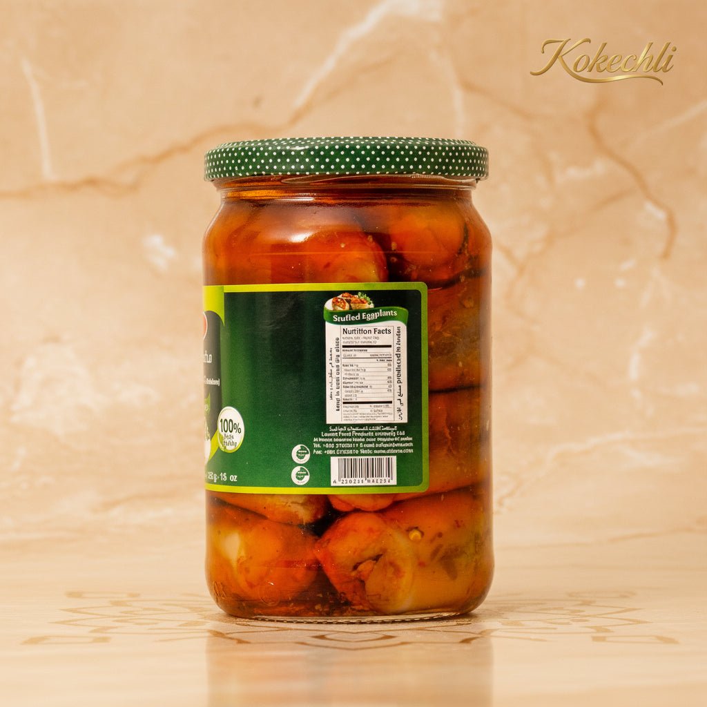 Makdous Durra – Aubergines farcies aux noix & piment 600g - Kokechli Durra