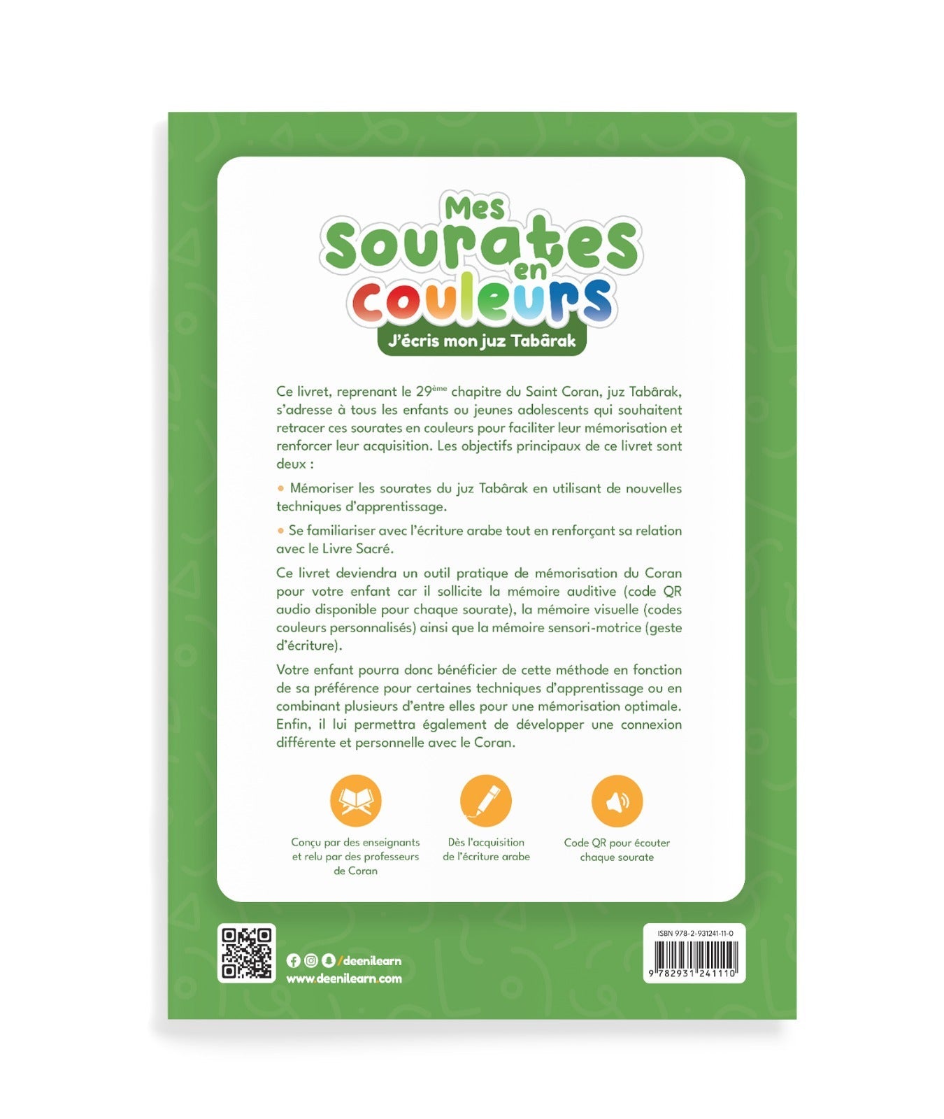 Mes sourates en couleurs – J’écris mon Juz Tabarâk - Édition : DeeniLearn - KokechliDeeniLearn