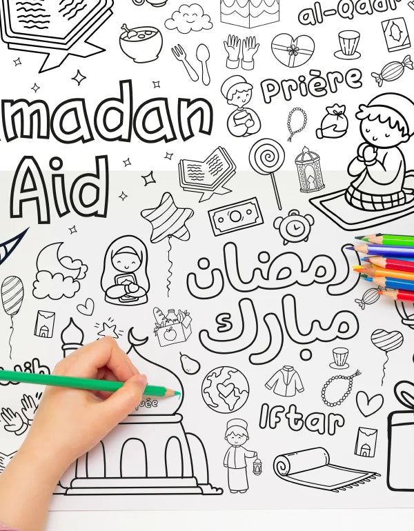 Mon Grand Poster "Ramadan & Aid" à colorier - Dès 3 ans - Édition : DeeniLearn - KokechliDeeniLearn