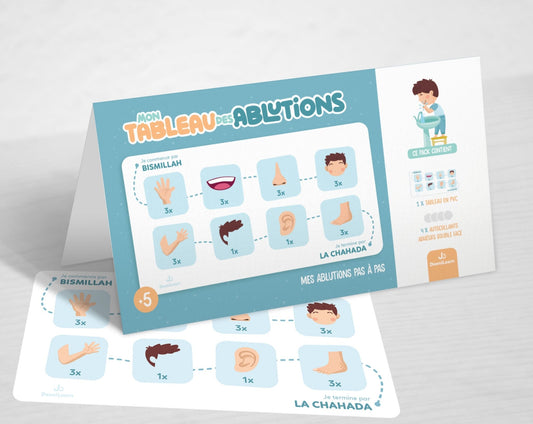 Mon tableau des ablutions bleu – Mes ablutions pas à pas (DeeniLearn) - KokechliDeeniLearn