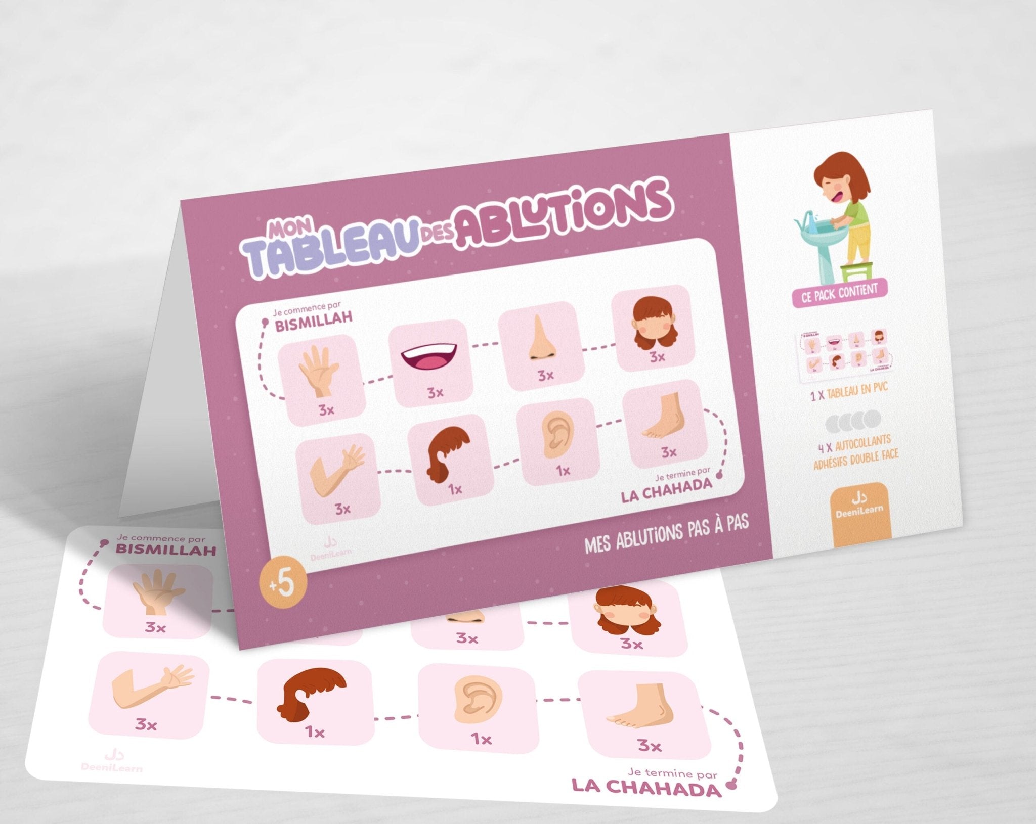 Mon tableau des ablutions rose – Mes ablutions pas à pas (DeeniLearn) - KokechliDeeniLearn