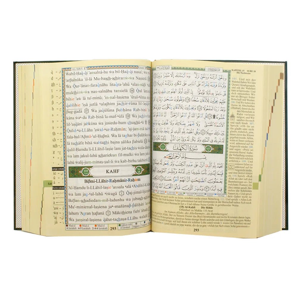 Qur’ān Tagwied - Die annähernde Bedeutung in deutscher Sprache - Und Transkription - Coran Tajwid en Arabe / Allemand + phonétique – Édition 17 × 24 cm – Couverture rigide - Kokechli Dar Al Maarifah