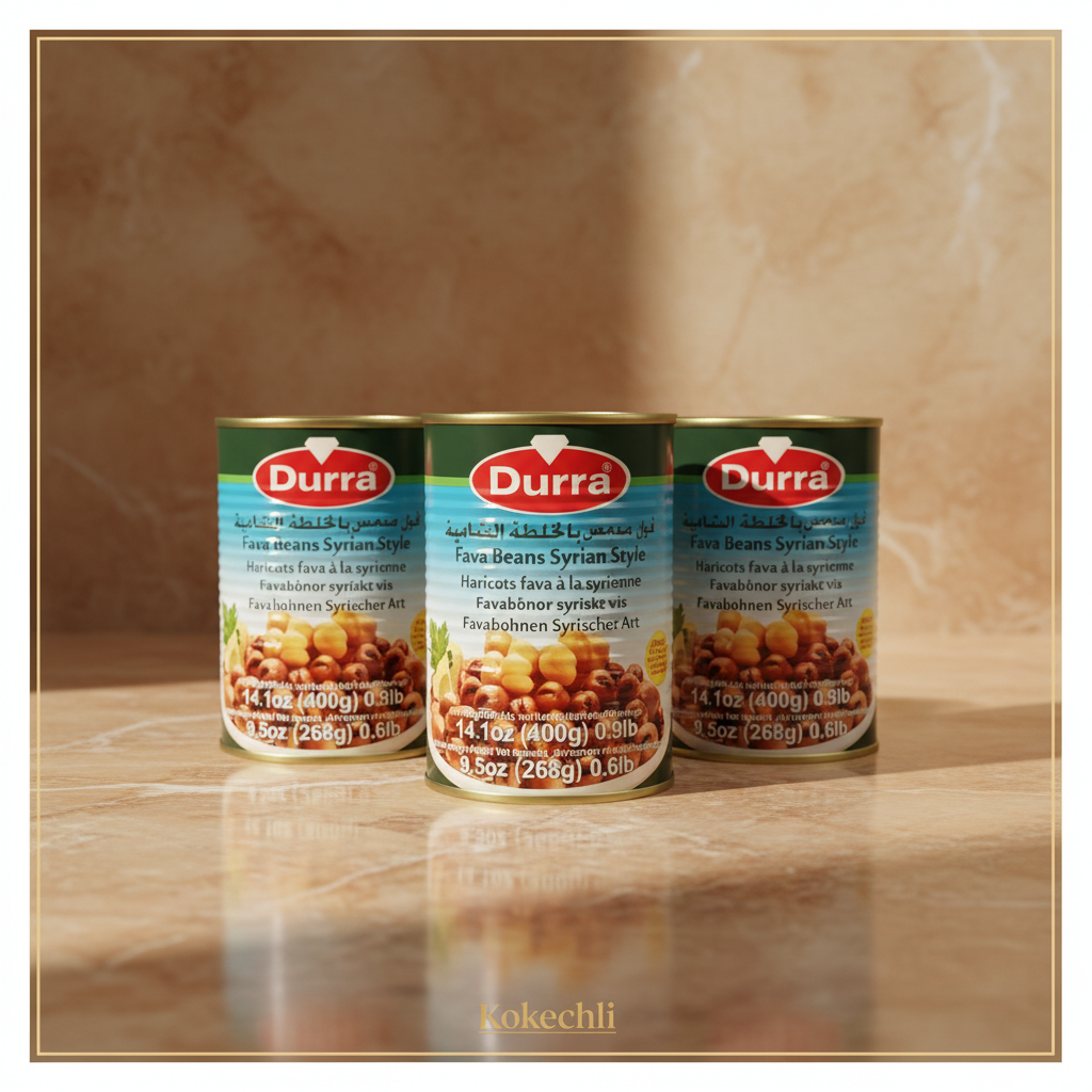 Fèves à la Syrienne Durra Ful Medames Syrian Style 400g + 75g offerts – Huile d'olive, Ail & Citron