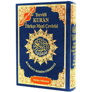 Tecvitli KUR’AN Türkçe Meal Çevirisi + Türkçe Okunuşu - Coran Tajwîd (Hafs) – Arabe & Turc – Dar Al Maarifah – 17 × 24 cm - Bleu marine